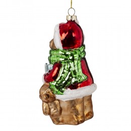 Игрушка елочная Мишка стекло 14 см