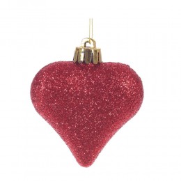 Набор елочных игрушек Сердце 6 шт красные