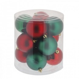 Набор шаров 8 см 12 шт в пластике красный и зеленый