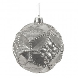 Набор шаров 10 см 2 шт серебряный рельеф