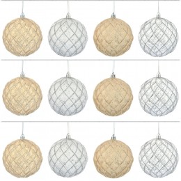 Набор шаров 10 см 12 шт золотая и серебряная сетка