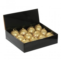 Набор шаров 9,5 см 12 шт золотое напыление