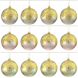 Набор шаров 9,5 см 12 шт золотое напыление