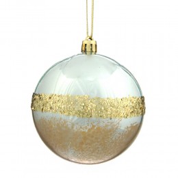 Набор шаров 8 см 12 шт перламутровые с золотом
