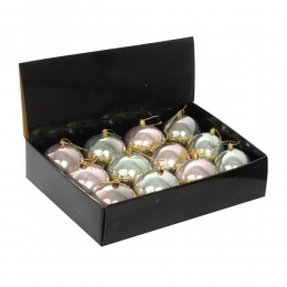 Набор шаров 8 см 12 шт перламутровые с золотом