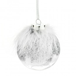 Набор шаров 8 см 12 шт перья серебро, розовый и черный