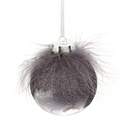 Набор шаров 8 см 12 шт перья серебро, розовый и черный