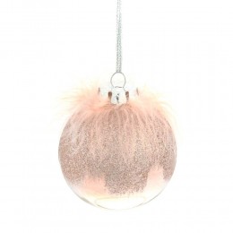 Набор шаров с перьями 8 см 12 шт розовые 2