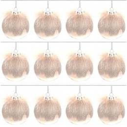 Набор шаров с перьями 8 см 12 шт розовые 2