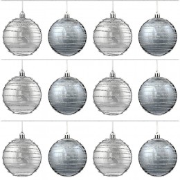 Набор шаров Серебристая спираль 10 см 12 шт два оттенка
