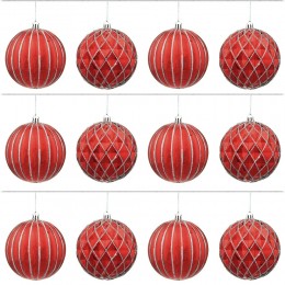 Набор шаров 10 см 12 шт красный 2 узора