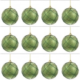 Набор шаров Алмазная сетка 8 см 12 шт зеленый
