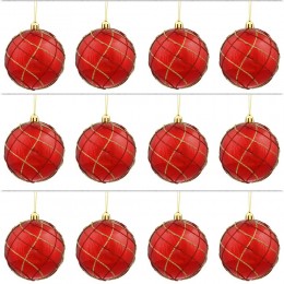 Набор шаров Алмазная сетка 8 см 12 шт красный