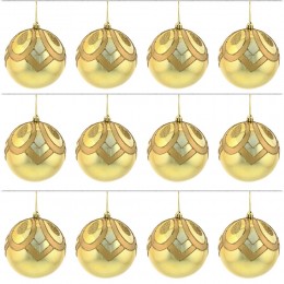 Набор шаров 10 см 12 шт золотой вензель
