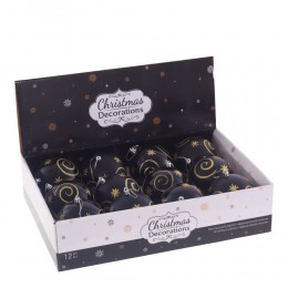 Набор шаров 9,5 см 12 шт черный с золотом