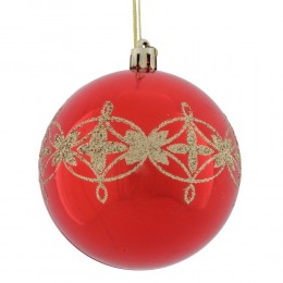 Набор шаров 8 см 12 шт красный с орнаментом 3