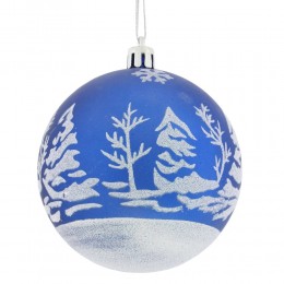 Набор шаров 8 см 12 шт синий и белый с росписью