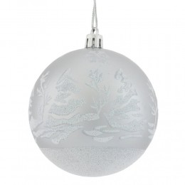 Набор шаров 8 см 12 шт синий и белый с росписью