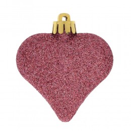 Набор елочных игрушек Сердце 6 шт розовый