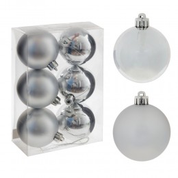 Набор шаров 6 см 6 шт серебро 3