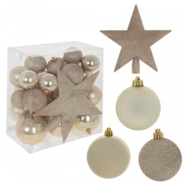 Набор шаров со звездой 30+1 шт бежевый