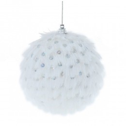 Набор шаров 8 см 3 шт белые пушистые со стразами
