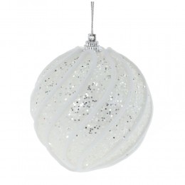 Набор шаров 8 см 3 шт белые с глиттером