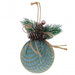 Набор шаров с елочной веточкой 7,5 см 3 шт  голубой