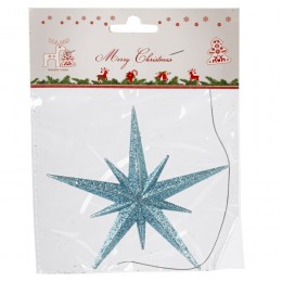 Игрушка елочная Звезда пластик 11,5 см голубая