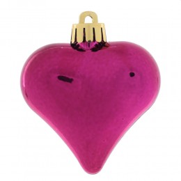 Набор елочных игрушек Сердце 6 шт фиолетовые