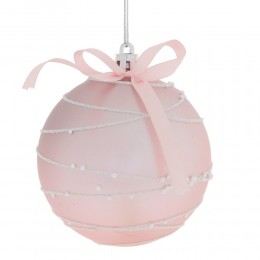 Набор шаров 8 см 12 шт розовый с бантиками