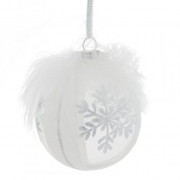 Набор шаров с перьями 8 см 12 шт белые