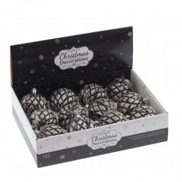 Набор шаров 8 см 12 шт рельефный черный