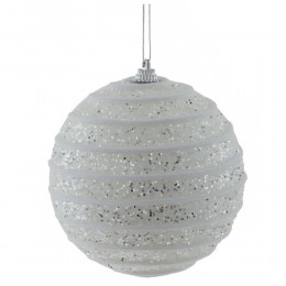 Набор шаров 10 см 2 шт белый с глиттером