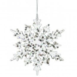 Игрушка елочная Снежинка пластик 15 см прозрачный