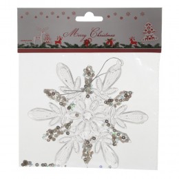 Игрушка елочная Снежинка пластик 14 см прозрачный