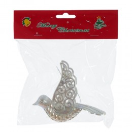 Игрушка елочная Контур птичка 11,5 см белая