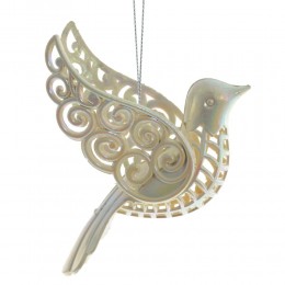 Игрушка елочная Контур птичка 11,5 см белая