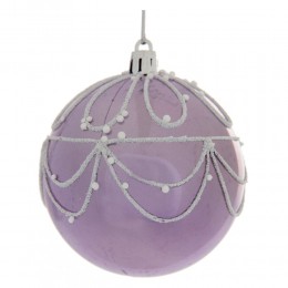 Набор шаров 8 см 12 шт сиреневый с узором