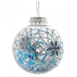 Набор шаров 8 см 12 шт с голубым узором