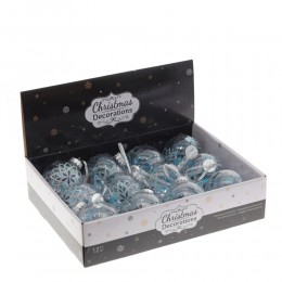 Набор шаров 8 см 12 шт с голубым узором