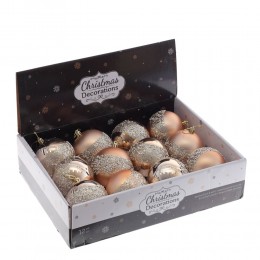 Набор шаров 8 см 12 шт золотые с полосой