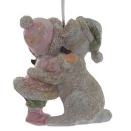 Игрушка елочная Девочка и собака пластик 10 см