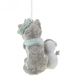 Игрушка елочная Котик и снеговик пластик 9 см