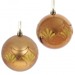 Набор шаров 8 см 12 шт золотой с орнаментом