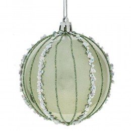 Набор шаров 8 см 12 шт светло-зеленый с полосками