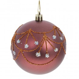 Набор шаров 8 см 12 шт бордовый с орнаментом
