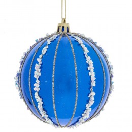 Набор шаров 8 см 12 шт синий с декором