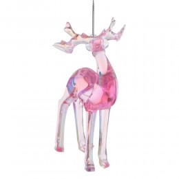 Игрушка елочная Олень пластик 13.5 см розовый