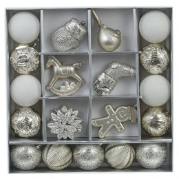 Набор елочных игрушек 20 шт белое золото